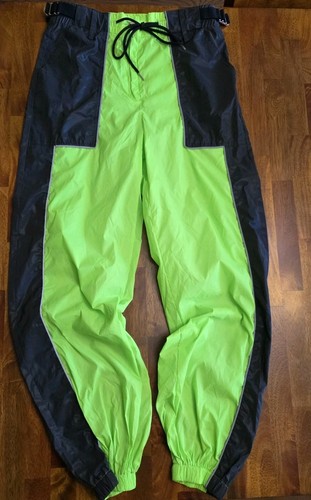 iHeartRaves Cargo Pants Unisex One Size With Adjustable Waist Neon Green Buckles