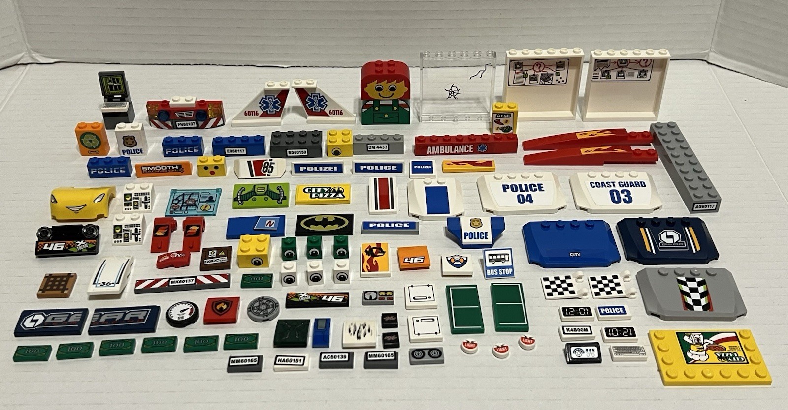 Lego Lot 100+ Pieces Stickers Decals Labels Tiles Parts Police Pizza Batman