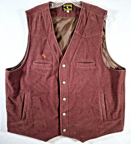 Wyoming Traders Vest Mens 2XL Wool Button Up Western Cowboy Burgundy Brown