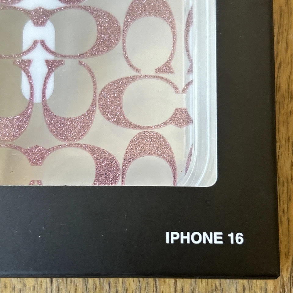 Coach защитный чехол iPhone 16 прозрачный розовый MagSafe подпись C логотип блестящий - Изображение 2 из 4