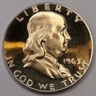 1963 Gem Proof Cameo Toned Franklin Half Dollar 90% Silver