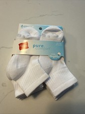 Hanes Pure Comfort Girls Organic Cott/poly/spandex Ankle Socks Small 6-10 6 Pair