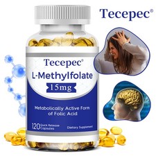 L-Methylfolate 25000mcg 30/60/120 Capsules For Memory  Focus Brain Heart Health