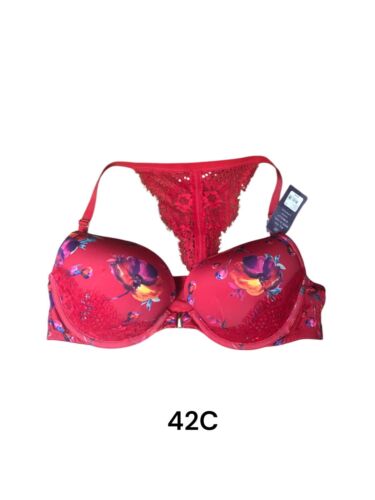 Cacique Boost Plunge Underwire Front Closure Red Floral 42C - Picture 2 of 5