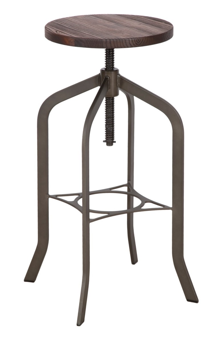 SGABELLO BAR PUB GIREVOLE REGOLABILE A VITE SEDUTA LEGNO MASSICCIO