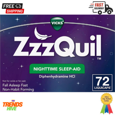 ZzzQuil vicks Nighttime Sleep Aid Liquitabs, Diphenhydramine HCI 25 mg, 72 count