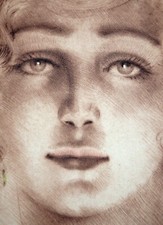 BRÜNING RADIERUNG RÖTEL HALBAKT MÄDCHEN PORTRÄT KUNSTAKADEMIE LEIPZIG UM 1920