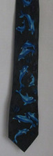 VINTAGE 90's Dolphin Fish Aquatic Blue Tie