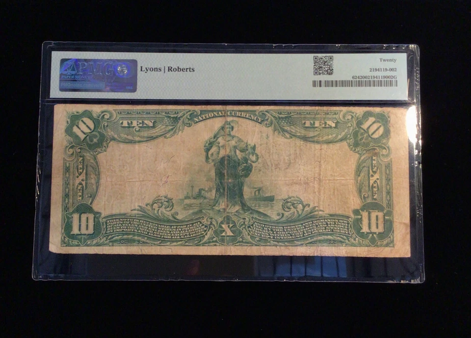 1902 Ten Dollar Note Traders National Bank Of Birmingham Alabama PMG VF 20 - Image 3 of 4