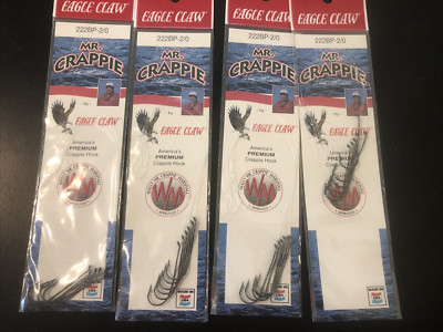 4 Packs Eagle Claw Mr. Crappie Hooks 222BP-2/0 6 per pack