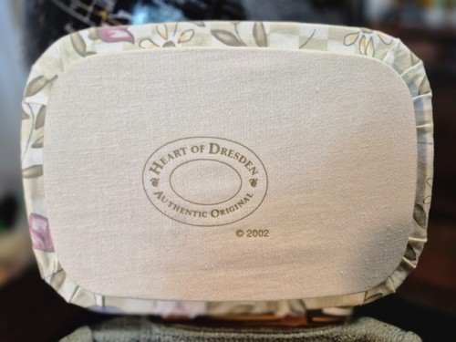 Longaberger 2002 Heart Dresden Basket Padded Lid Hand Woven Plastic Insert 6" - Picture 5 of 5