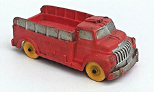 Vintage AUBURN Rubber Red Cargo Truck with Yellow Wheels #518 Made in USA