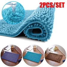 2x Floor Door Bath Mat Rug Non-Slip Absorbent Shaggy Bathroom Rugs Shower Carpet