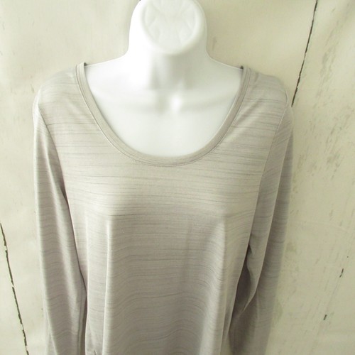 Lorna Jane Long Sleeve Top M Medium Gray Heather Cut Out Workout Yoga - Picture 2 of 4