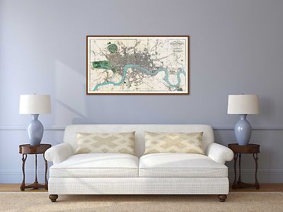 Antique Style 1814 London Map Poster – E. Mogg Historical Plan, XL Art Print