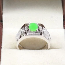 Jade Oval Cut Gemstone With 925 Sterling Silver Ring For Men's #B167