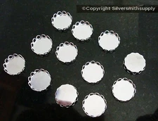 Bezel cups silver plate 12mm round machine made gallery edge 12 bezel cups BC027