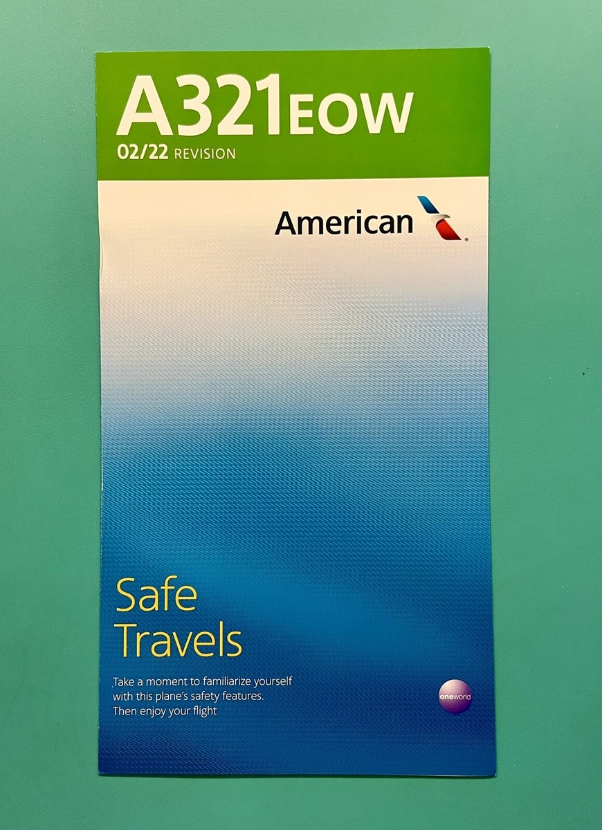 AMERICAN AIRLINES SAFETY CARD--AIRBUS 321 EOW Green | eBay