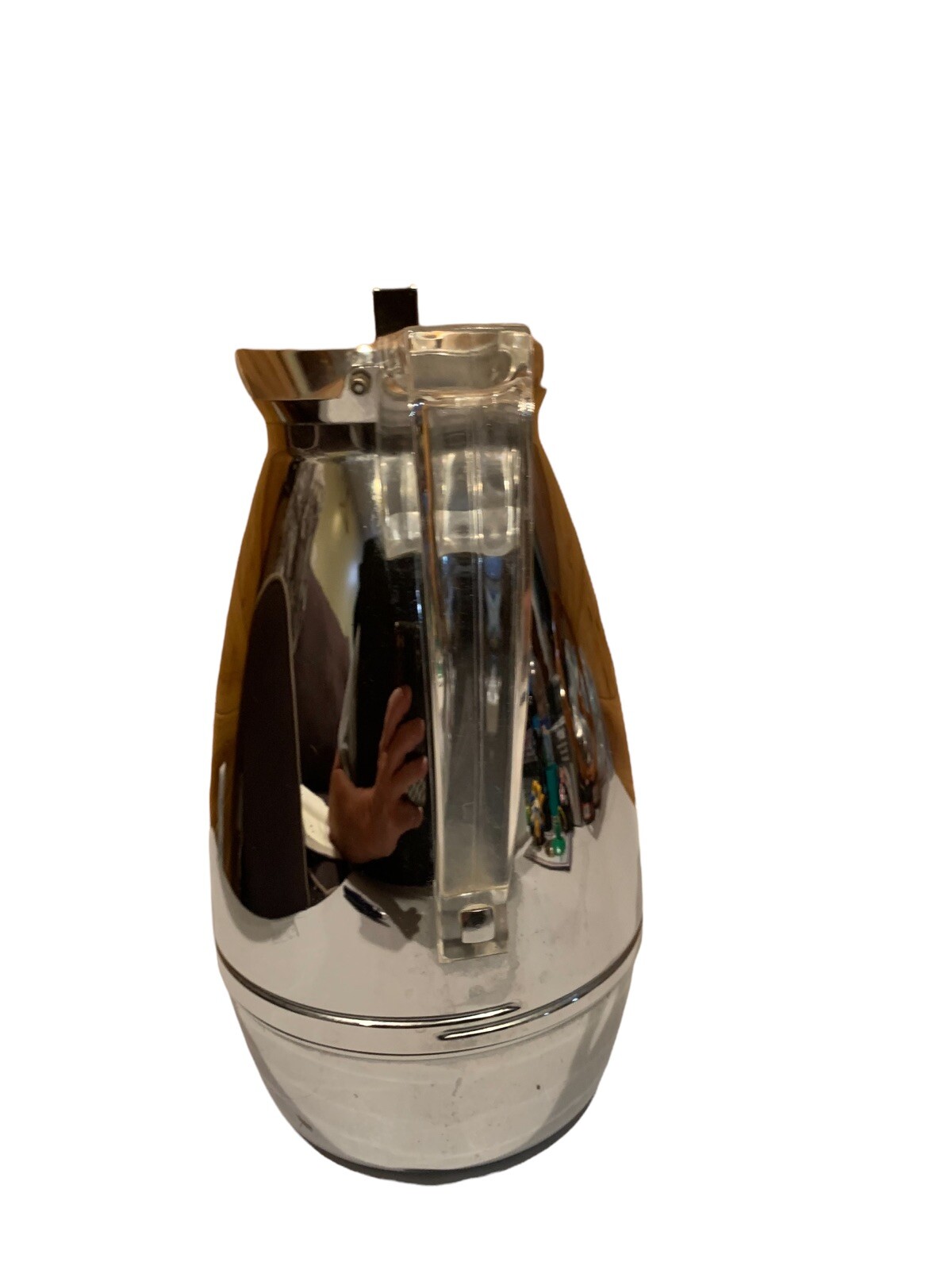 Vintage Thermos 585F Coffee Carafe Insulated Pitcher Chrome With Lucite