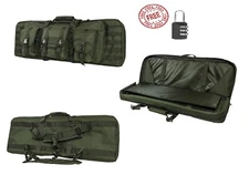 Double Carbine Case 42" Dual Rifle Range Bag Shooting Hunting Tactical FREE LOCK