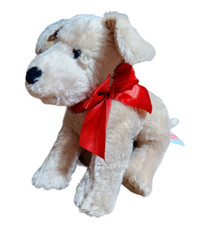 Melissa Doug Lovey Security Plush Puppy Dog Red Bow Cream Tan Black
