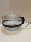 Vintage USA PYREX Blue Tint Flameware Tea Pot no. 8126-B 6 cup lid no. 8126C