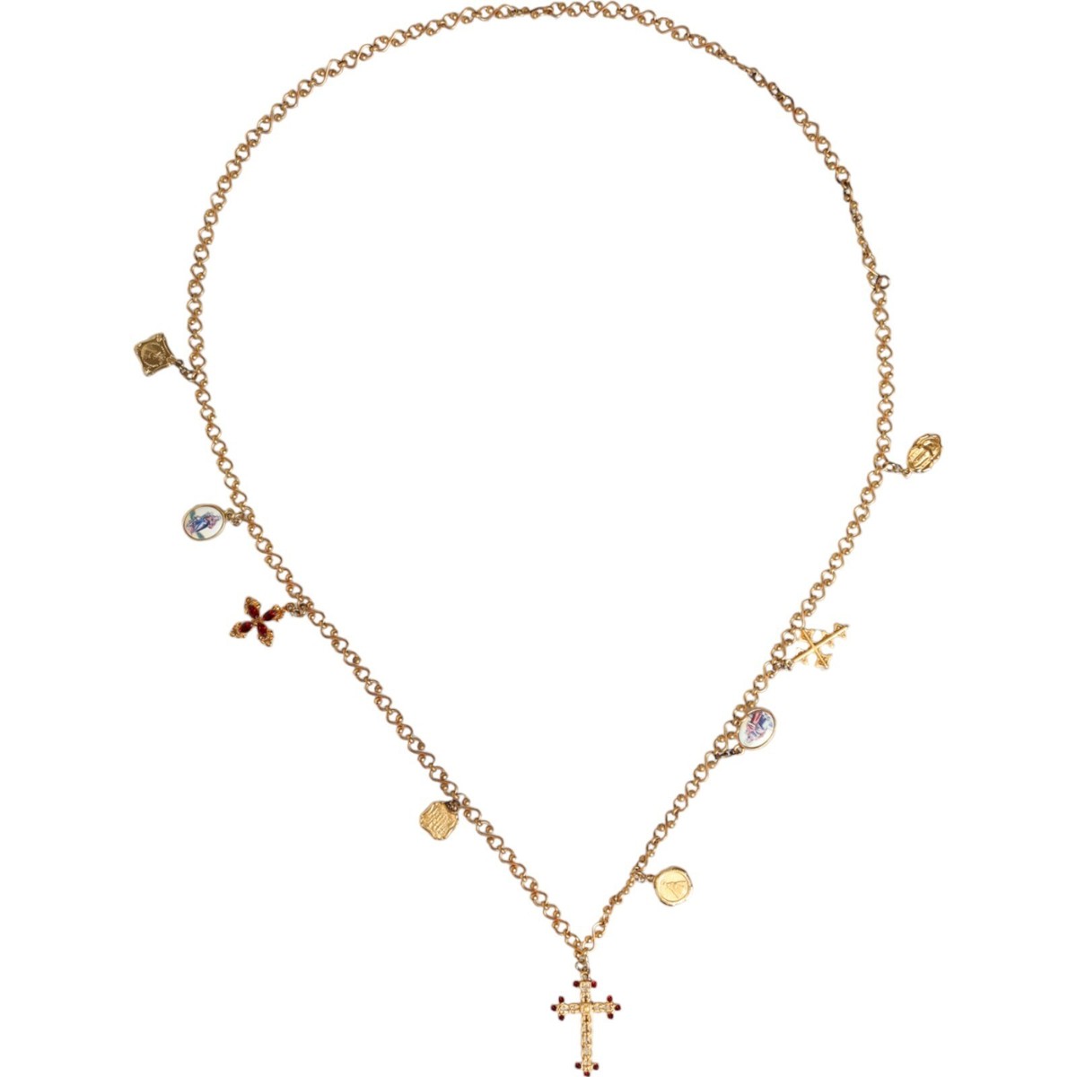DOLCE & GABBANA Necklace Gold Tone Brass Chain Religious