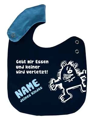 KLEINER FRATZ größenverstellbares Baby Wende Lätzchen Gebt mir Essen und Namen des Kindes