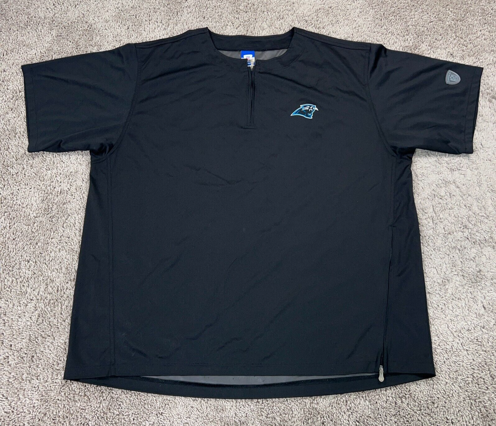 Vintage Carolina Panthers Shirt Mens 2XL Lined Warm Up Pullover Zip NFL Reebok