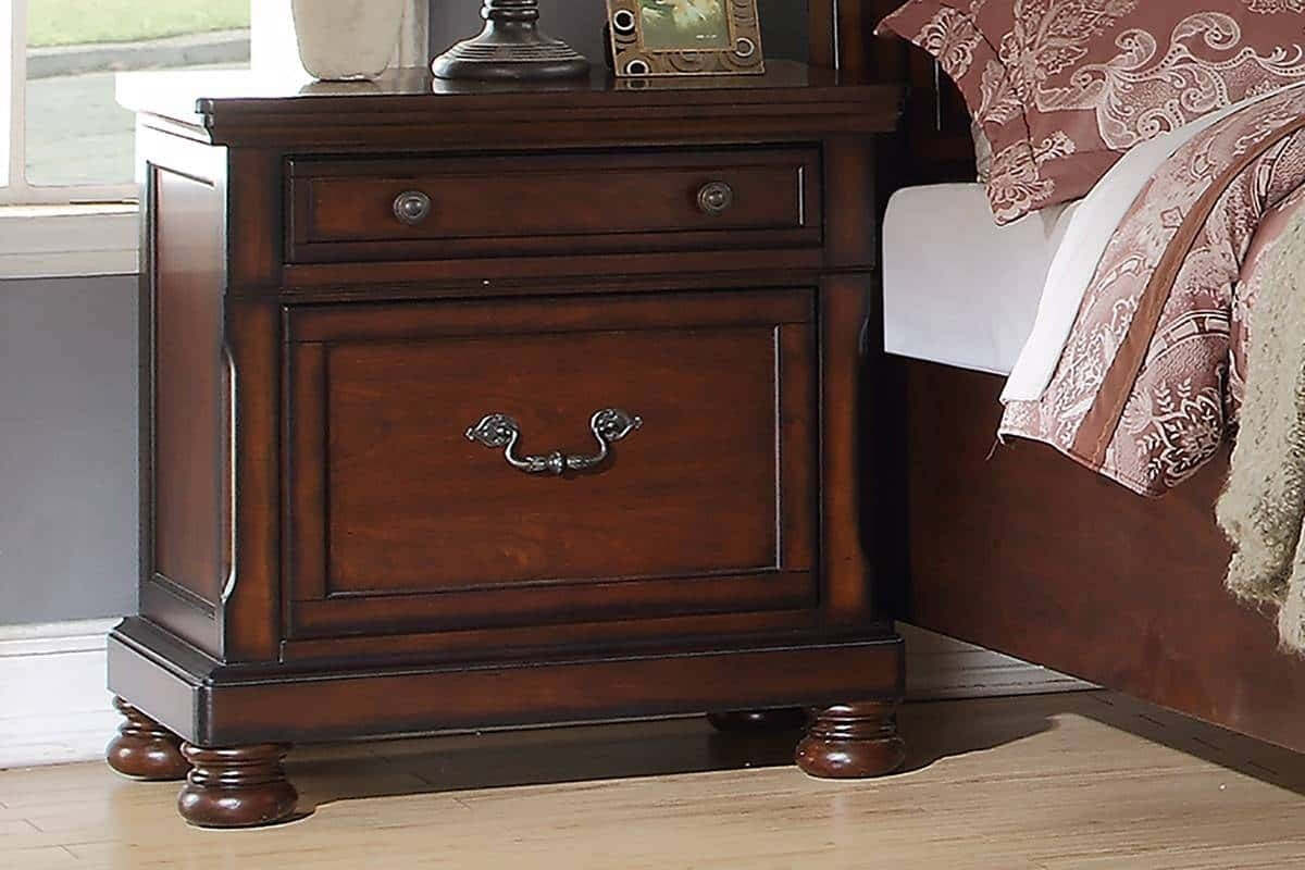 Cherry Finish Nightstand 1Pc Bedside Table