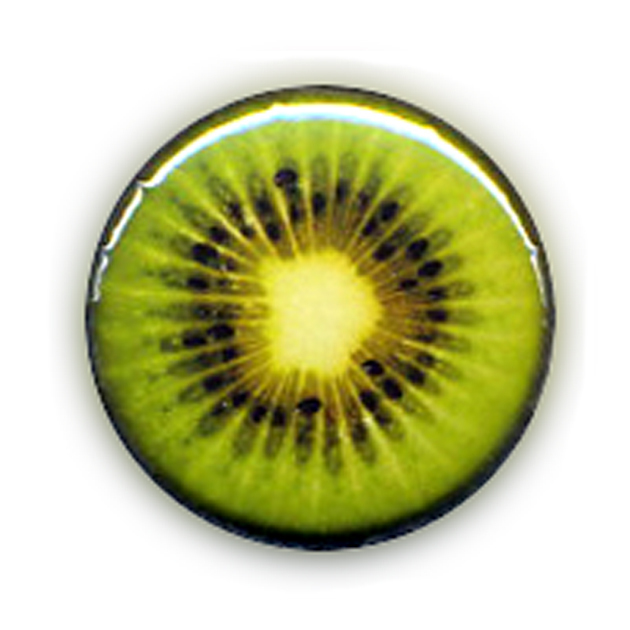 Badge KIWI vert acidulé fruit fruity juicy green gourmand yummy pop kawaii Ø25mm