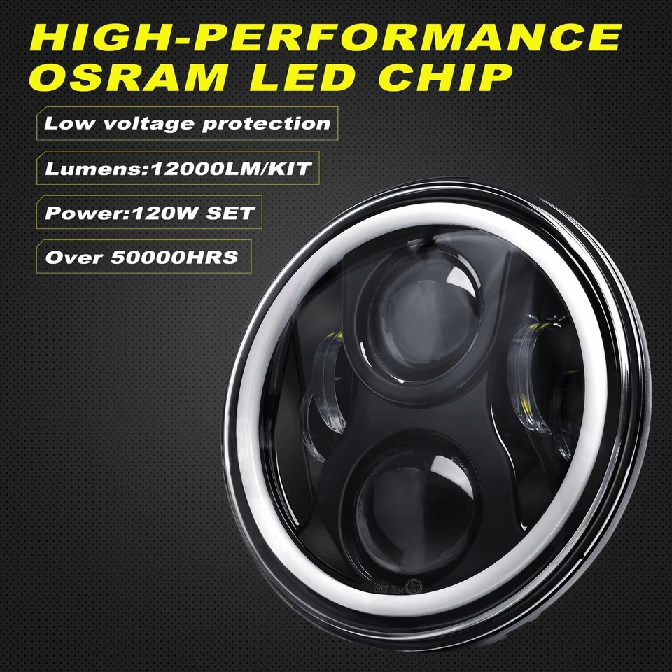 2X 7" Faros LED DRL Halo Luz de giro aptos para camioneta Ford F-100 F-250 F-350 53-77 Foto 3 de 4