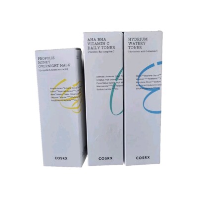 COSRX Hydrium Watery, AHA BHA VITAMIN C Toner and Propolis overnight mask, NEW