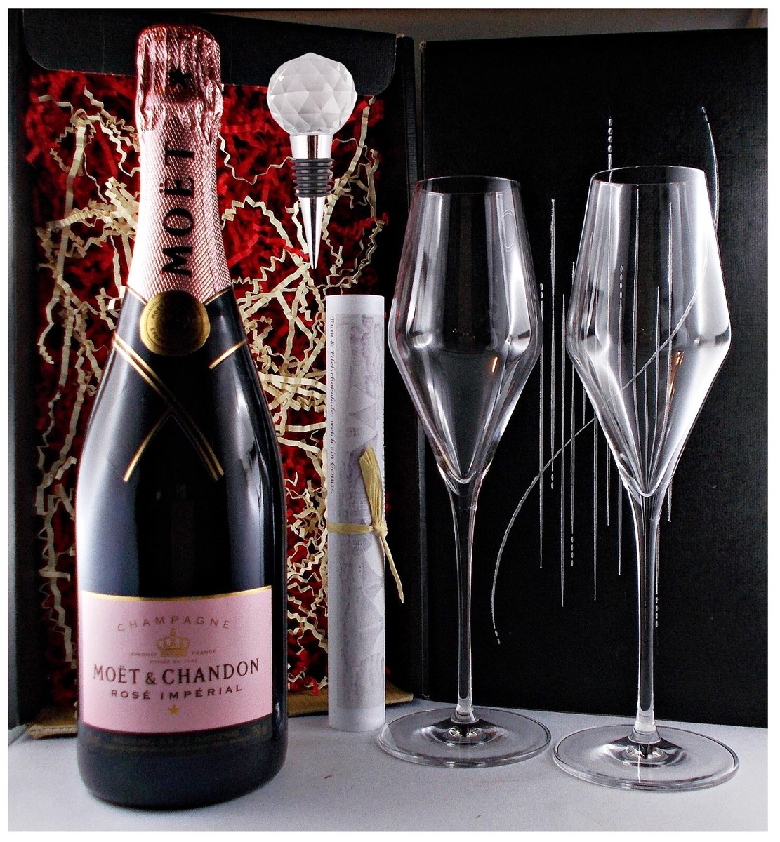 Moet & Chandon Rosé Imperial Champagner + 2 Gläser +