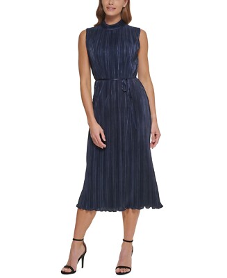 dkny pleated midi dress Dkny Pleated Mock Neck Midi Dress