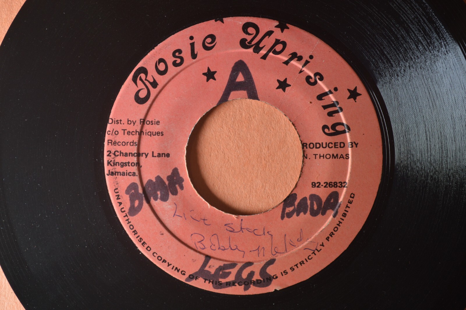 BOB MELODY Live Stock Authentic REGGAE 45 RPM Rosie Uprising Vinyl Record