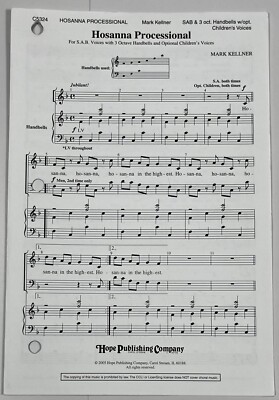 Hosanna Processional by Mark Kellner SAB Children's Choir Handbells Sheet Music