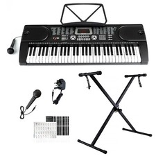 61 Keys Electronic Keyboard Stand Digital Music Piano Instrument, Microphone
