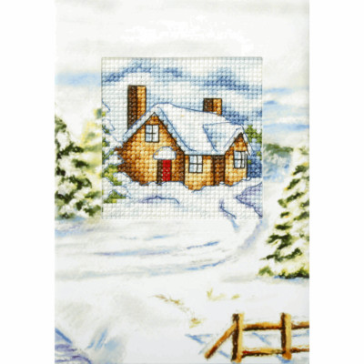 Orchidea Cross Stitch Kit: Gr��e Karte: Haus Im Winter