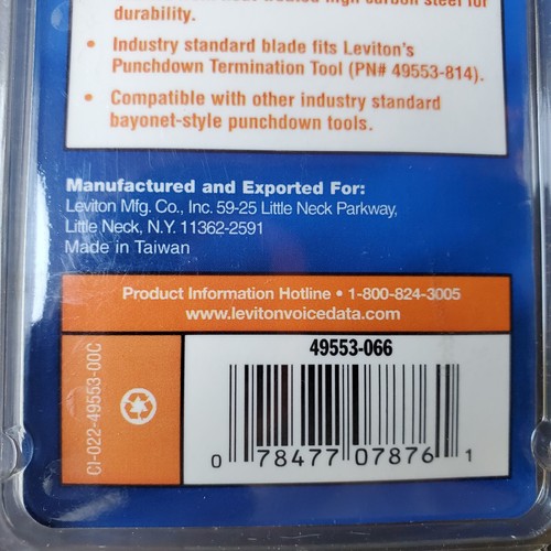 Leviton 66 IDC Blade For Telephone Punch Down Tool #49553-66 NEW - Picture 4 of 6