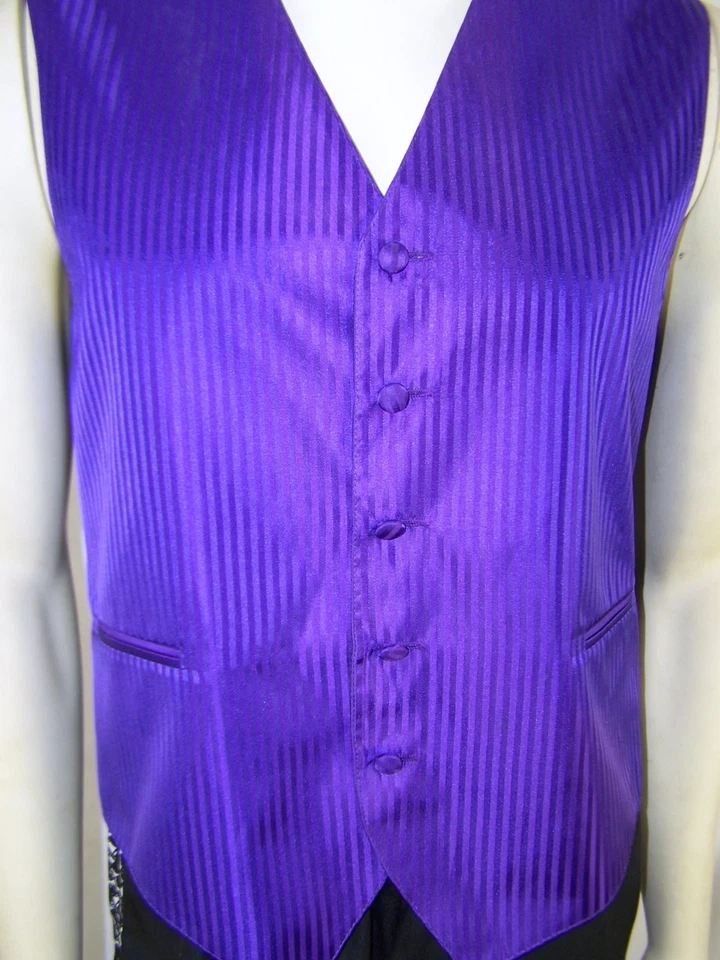 Vesuvio Napoli Adult Small Purple Black Sleeveless Button Front Vest Italy Mens - Image 4 of 4