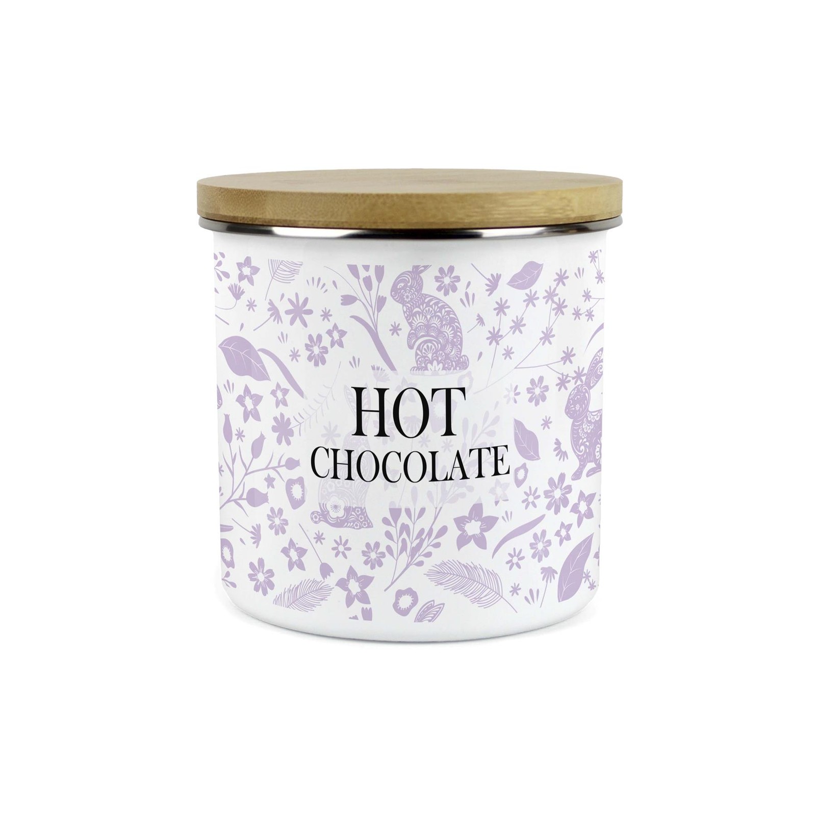 Wild Rabbits Hot Chocolate Storage Canister - Lilac Enamel Food/Drink Container