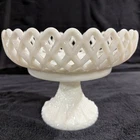 EAPG Challinor Taylor Milk Glass Open Lattice Pedestal Compote Bowl 1890’s
