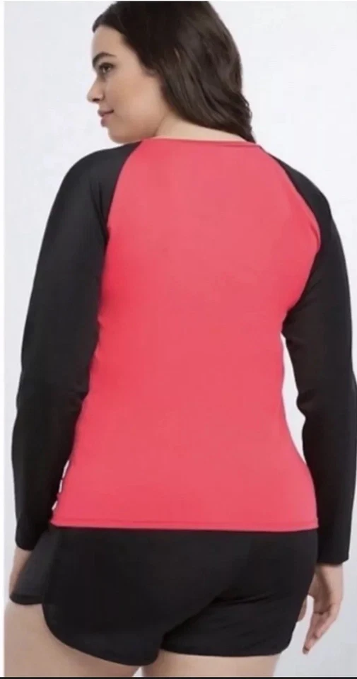 (44) TORRID RAGLÁN ERUPCIONES PROTECTOR Coral Caliente y Negro Foto 2 de 4