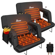 2PK Wide Dual-Zone Heated Stadium Chairs for Bleachers with Back Support,3-Le...