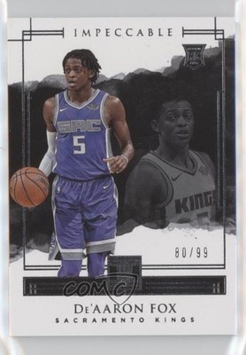 2017-18 Panini Impeccable 80/99 De'Aaron Fox #19 Rookie RC 0mr3