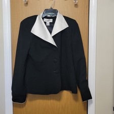 Vintage Christian Dior, Black and White blazer. Women's Size 14p 1980's