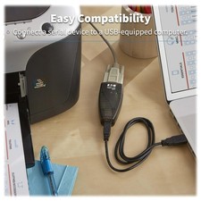 High-Speed USB Serial Adapter, 230 Kbps Data Rate, 3ft Cable