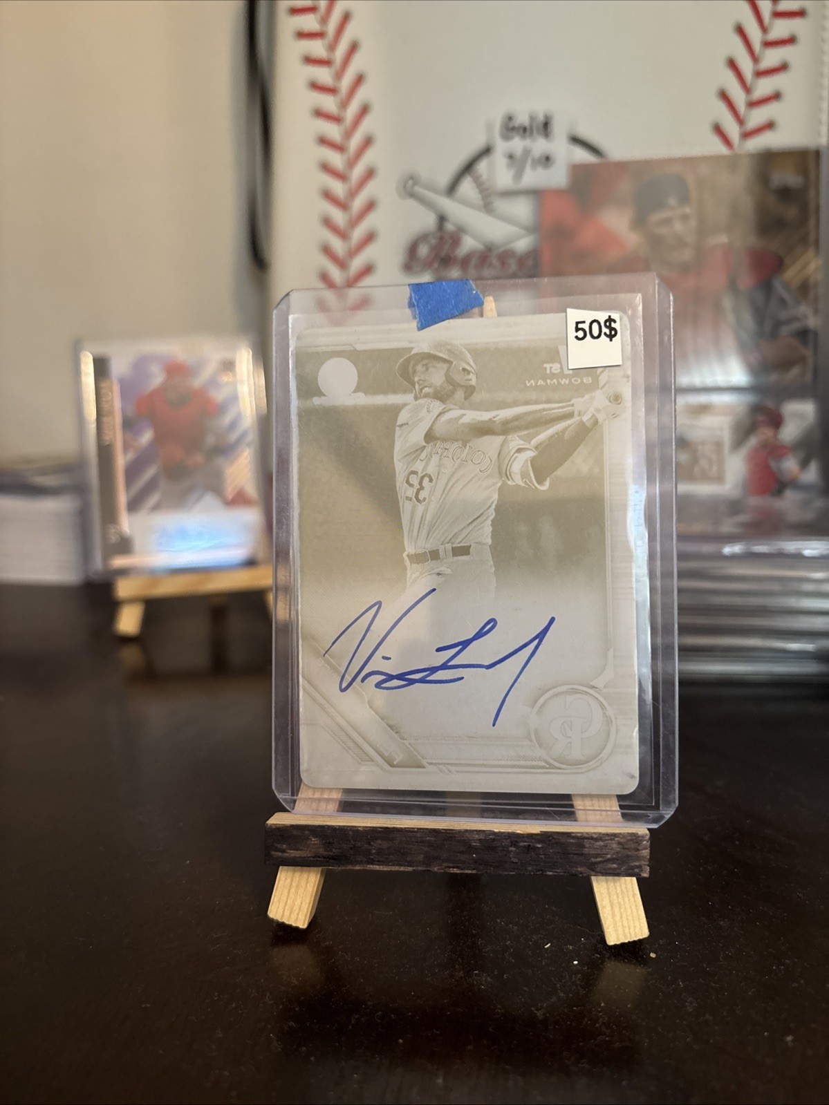 2019 Bowman Vince Fernandez 1/1 Yellow Printing Plate On Card Auto