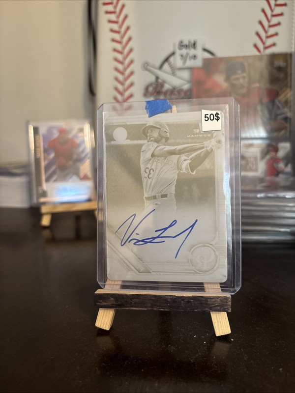2019 Bowman Vince Fernandez 1/1 Yellow Printing Plate On Card Auto